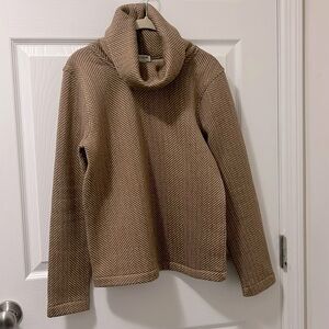 J.Crew Factory Funnelneck Pullover Camel Herringbone - Small